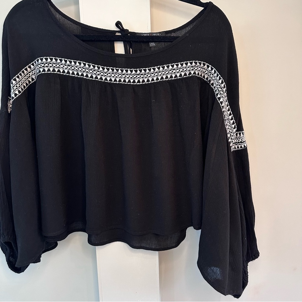 Black Women's Top with White Accents
